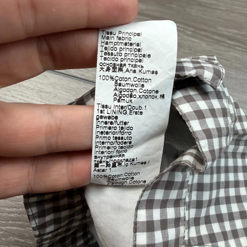 Petite Ourse Unisex Cargo Pants Gingham Check Brown 1 Year